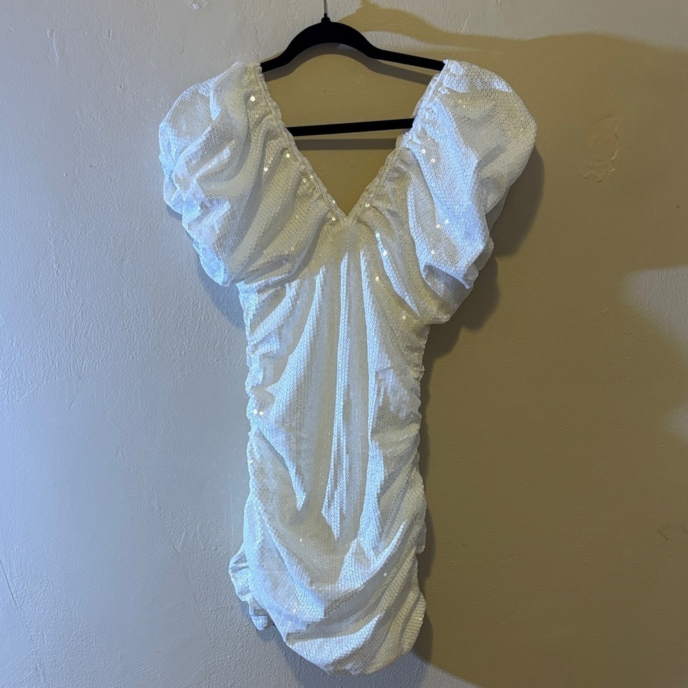 Elegant White Ruched Dress
